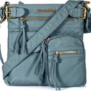 Crossbody Bag for Women Soft Washed Leather Multi Pocket crossbody handbags
